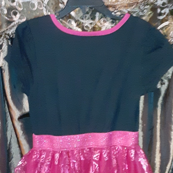SUPERGIRL black & pink glittery dress sz7 - Picture 5 of 8